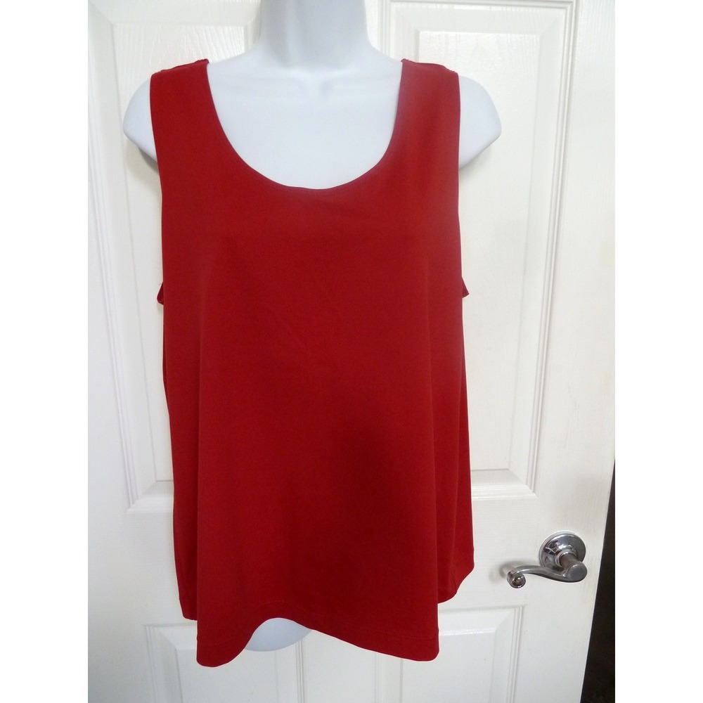 *CHICO'S Sz 3=16/18, XL Red Nylon Tank Top Christmas Career Office*